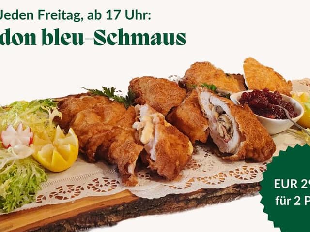 Cordon bleu-Schmaus beim Attergauhof