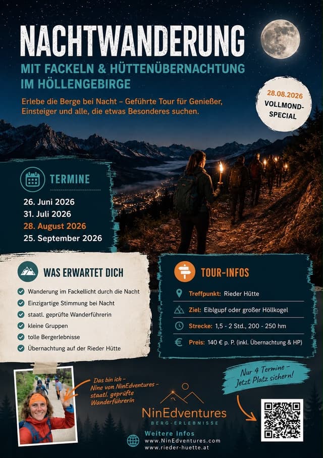 Torchlight Hike at the Rieder Hütte with Overnight Stay