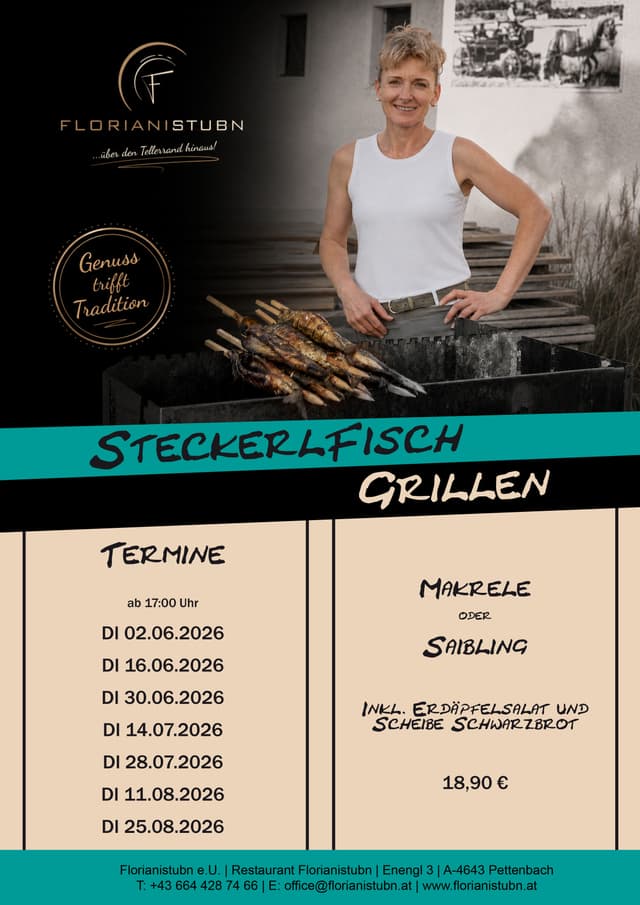 Steckerlfisch Grillen in der Florianistubn