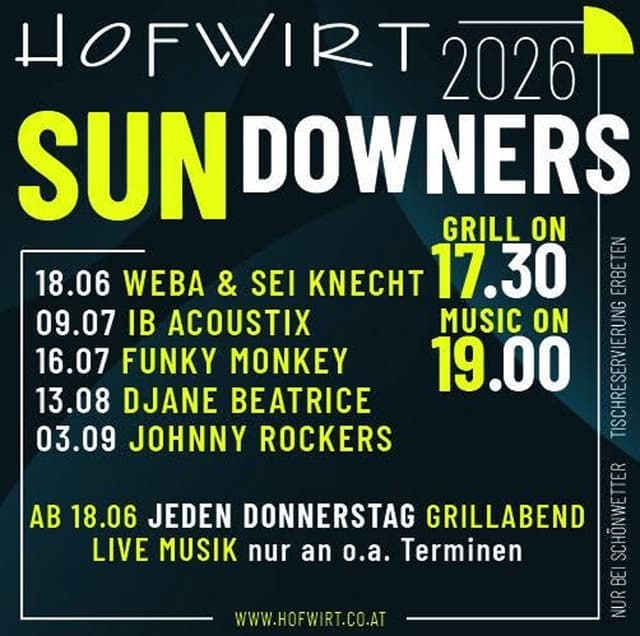 Hofwirt sunDOWNERs - Live Musik zum Sonnenuntergang